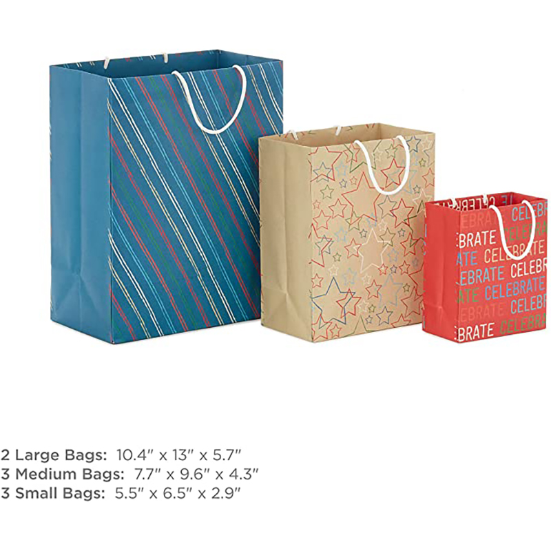 Assortiment de sacs cadeaux recyclables Hallmark (8 sacs: 3 Small 6 \\\\ \\\