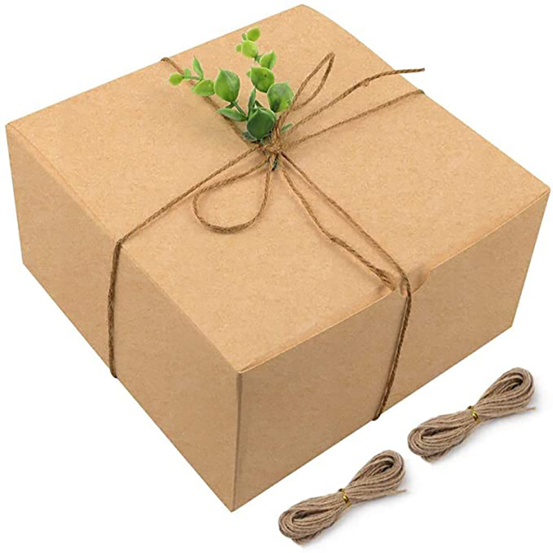 Moretoes Brown Gift Boxes Kraft Pack 8x8x4 pouces, boîtes en carton cadeau en papier avec couvercles pour cadeaux de Noël, boîtes de proposition de demoiselle d\'honneur, boîtes à cupcakes, artisanat
